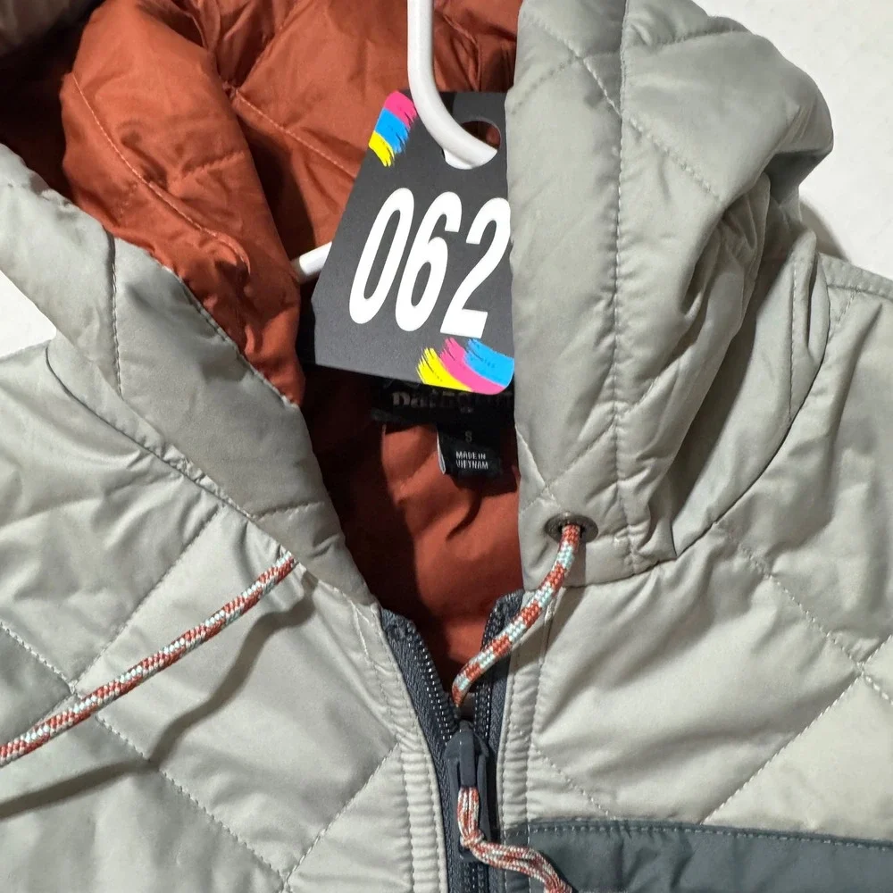 Patagonia Mens Diamond Quilted Bomber Hoody Grey Full Zip Insulated Jacket S